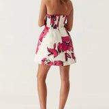 Aje Baret Strapless Mini in Falling Florals