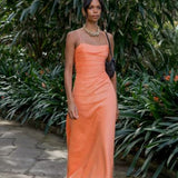 Aje Clarice Draped Maxi Dress in Orange