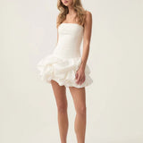 Aje Violette Bubble Hem Mini Dress in Ivory