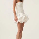 Aje Violette Bubble Hem Mini Dress in Ivory