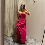 Aje Roma Draped Midi Dress in Magenta