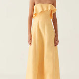 Aje Shallows Strapless Gown in Marigold Yellow