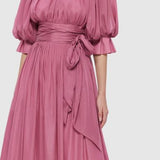 Leo Lin Emma Midi Dress in Rouge Pink