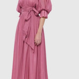 Leo Lin Emma Midi Dress in Rouge Pink