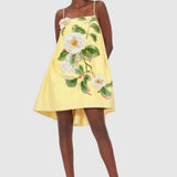 Leo Lin Felicia Appliqué Floral Mini Dress - Sorbet Yellow