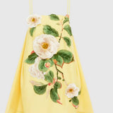 Leo Lin Felicia Appliqué Floral Mini Dress - Sorbet Yellow