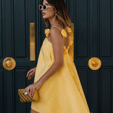 Leo Lin Fiona Rose Mini Dress in Sorbet Yellow