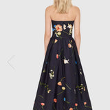 Leo Lin The Fields Embroidered Bustier Midi Dress