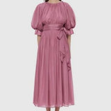 Leo Lin Emma Midi Dress in Rouge Pink