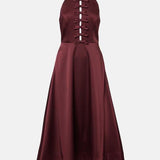 Rebecca Vallance Merlot Halter Midi Dress