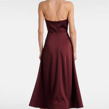 Rebecca Vallance Merlot Halter Midi Dress