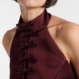 Rebecca Vallance Merlot Halter Midi Dress