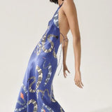 Silk Laundryr Blue Snakes Halter Dress