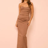 Sir Alba Strapless Gown in Mocha