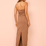 Sir Alba Strapless Gown in Mocha