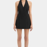 Sir Sandrine Halter Mini Dress in Black