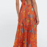 Zimmermann Ginger Frill Silk Midi Dress in Orange Floral