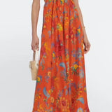 Zimmermann Ginger Frill Silk Midi Dress in Orange Floral